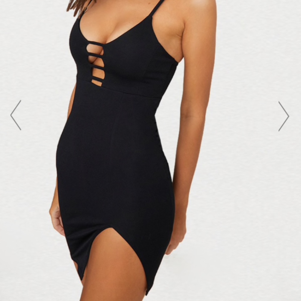 Black Strappy Split Dress